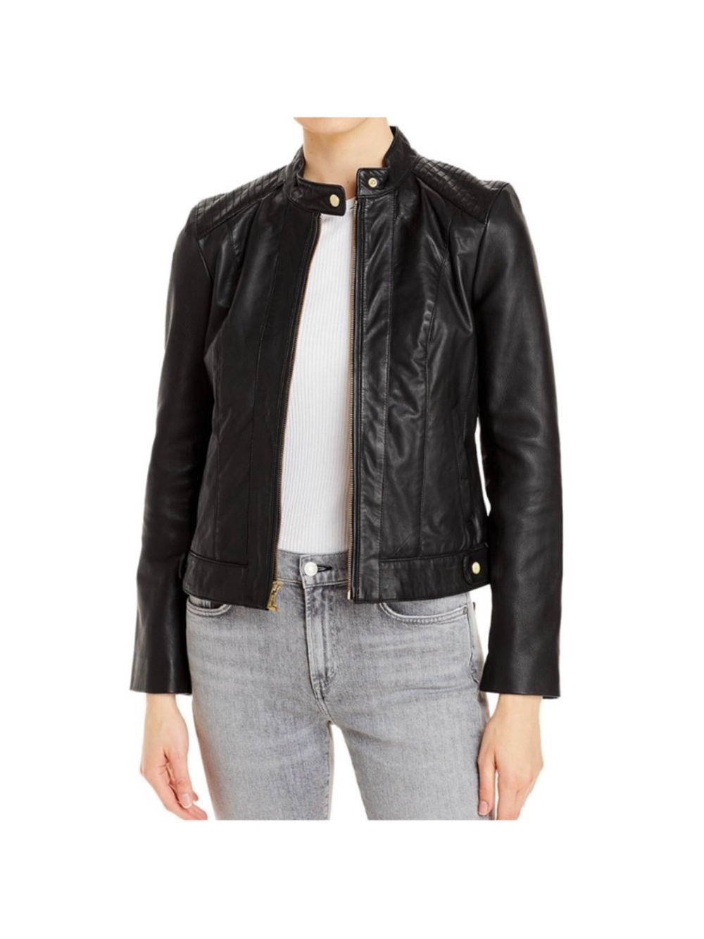 Women's Black Faux Leather Moto Jacket